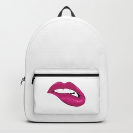 Pink lip biting Backpack | Lips, Biting, Teeth, Graphicdesign, Girl, Tooth, Isolated, Purple, Pink, Hot 