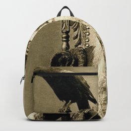 One-eyed Bearded Man with Ravens black and white photograph Backpack | Strange, Oddities, Vintage, Weird, Gothic, Picture, Raven, Lovecraft, Eyepatch, Poster 