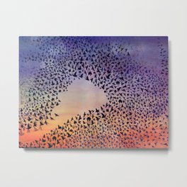 Murmuration Metal Print | Sunset, Flying, Graphicdesign, Wings, Birds, Digital, Sky, Fly, Flight, Illustration 