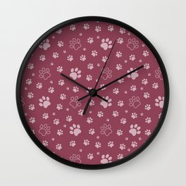  Dog Paw pattern in Japanese Plum Color Background, Gift for dogs and cats lover in Shades of Wall Clock | Cats, Plum, Catpawpattern, Pets, Graphicdesign, Japanese, Japaneseplum, Dogpawpattern, Dogs, Paw 