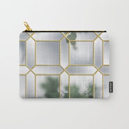 Art Deco Glass Partition Carry-All Pouch | Pattern, Grey, Glass, Geometric, Brass, Graphicdesign, Foliage, Mural, Metal, Leaves 