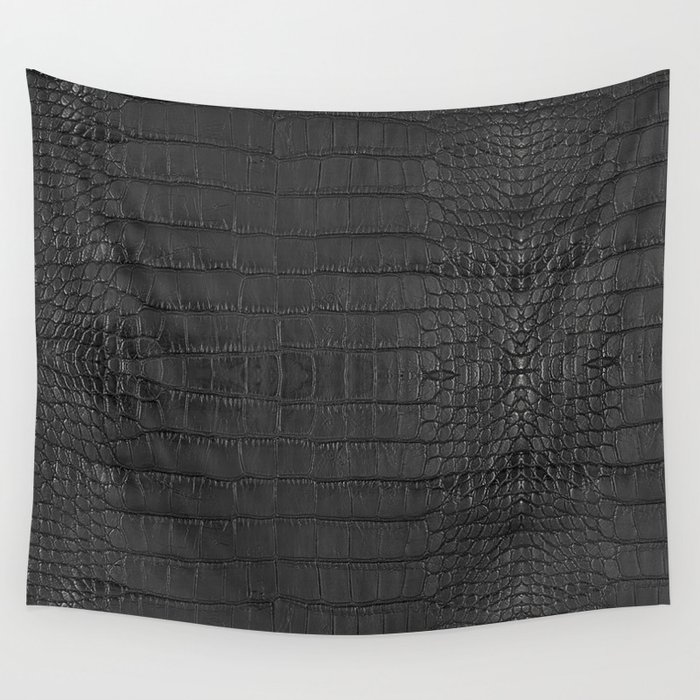 Alligator Black Leather Wandbehang | Graphic-design, Macro, Leder, Tier, Wild, Natur, Alligator, Crocodile, Digital, Animals