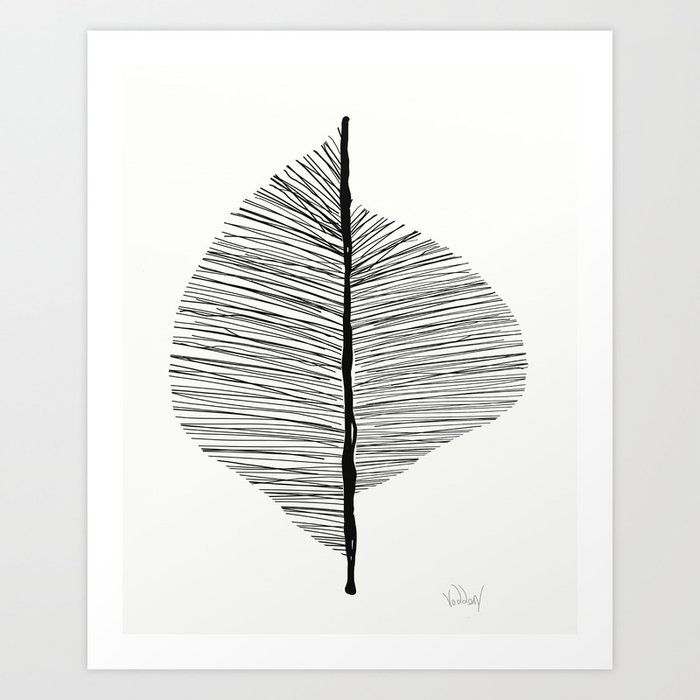 Abstract Leaf Art Print Nature Art Print Black And Whit Art