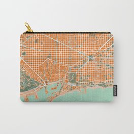 Barcelona city map orange Carry-All Pouch | Mediterranean, Barcelona, Montjuic, Citymap, Cartography, Map, Graphicdesign, Vintage, Architecture, Travel 
