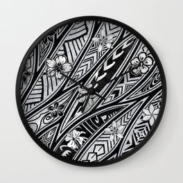 Vintage Hawaiian Tribal Floral Tattoo Tapa Print Wall Clock | Hawaiian Dress, Polynesian Clothing, Island Dress, Tribal Designs, Polynesian Reunions, Made In Hawaii, Hawaiian Creations, Polynesian Dress, Polynesian Family, Digital 