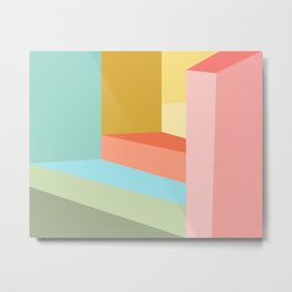 Abstract Geometry Steps in Beachy Pastels Metal Print | Pastel, Curated, Abstract, Colorful, Playful, Angles, Shape, Architecture, Retro, Cute 