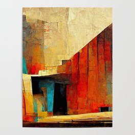 Abstract art painting figures lines forms inspired by Ziggurat Poster