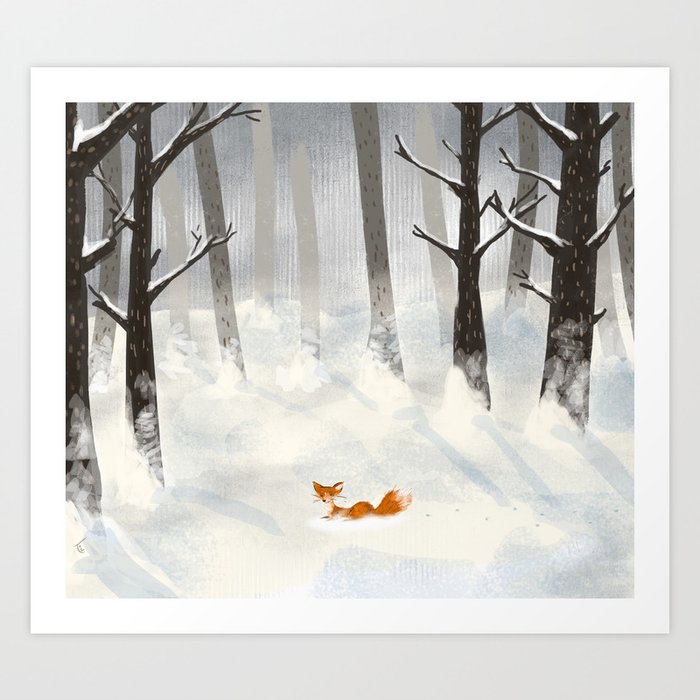 The Fox In The Snow Art Print By Martallumbart Society6