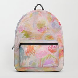 Pull TheThread Backpack | Yellow, Swirls, Softcolor, Colorful, Messy, Unravel, Painting, Blue, Pink, Circles 