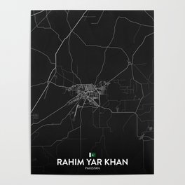 Rahim Yar Khan, Pakistan - Dark City Map Poster