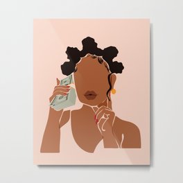 Mo' Money, No Problems Metal Print | Minimalism, Feminist, Cash, Graphicdesign, Dope, Nude, Blackart, Lineart, Acrylicnails, Contemporary 