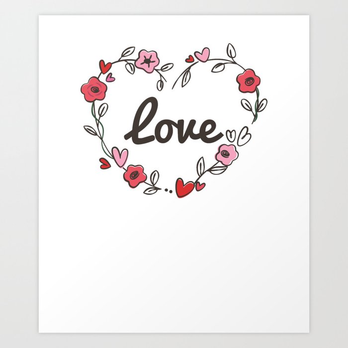 Adorable Cute Love Flowery Flowers Love Heart Art Print By