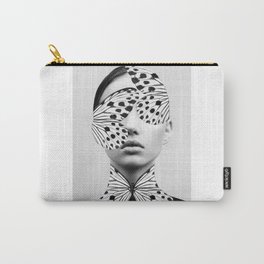Woman Butterfly Carry-All Pouch | Black and White, Curated, Illustration, Girl, Figure, Nature, Digital, Butterfly, Feminism, Fashion 