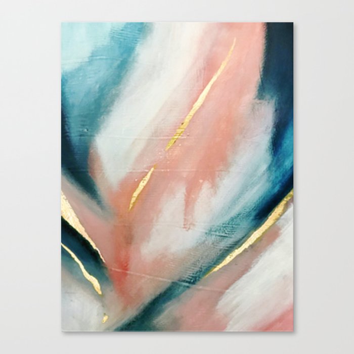 Celestial [3]: a minimal abstract mixed-media piece in Pink, Blue, and gold by Alyssa Hamilton Art Leinwanddruck