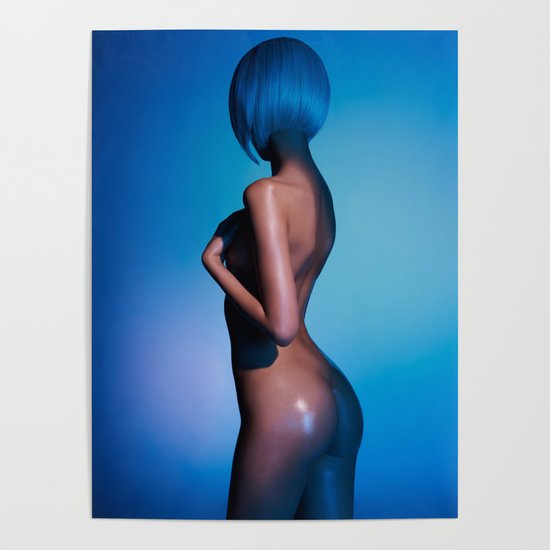 Beautiful girl short hair nude butt from behind colorful Poster by palabara  | Society6