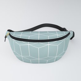 White Cubes Abstract Geometrical Pattern on Pastel Sage Truquoise Fanny Pack