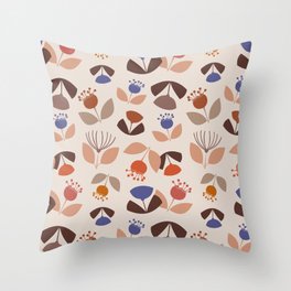 Modern Wildflowers and Leaves Pattern 2 Throw Pillow