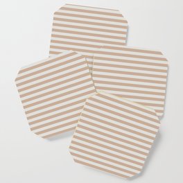 Toasted Almonds | Tiny Horizontal Stripes Pattern Coaster