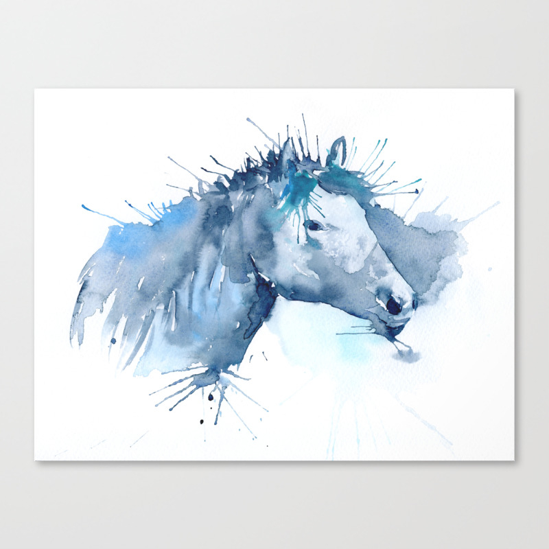 Watercolor Horse Portrait Abstract Paint Splatter Canvas Print By Chengjing Society6