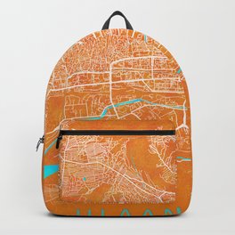 Ulaanbaatar, Mongolia, Gold, Blue, City, Map Backpack | River, Map, Gold, Mongolia, City, Grey, Blue, Road, Graphicdesign, Landscape 