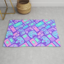  Video Game Controllers in Cool Colors Rug | Controllers, Videogame, Drawing, Nerd, Pattern, Nerdy, Geeky, Technology, Console, Pastel 