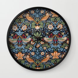Strawberry Thief Wall Clock | Hollandpark, Fruit, Pomegranate, Tapestry, Willow, Trellis, Marigold, Thief, Pink, Seaweed 