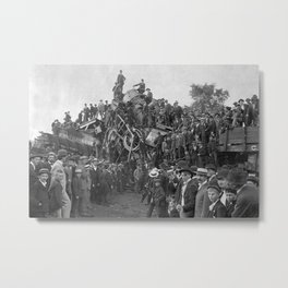 1896 Train Wreck, Buckeye Park in Lancaster, Ohio black and white photography / photograph Metal Print | Wreck, Trainstations, Accident, Classic, Offtherails, Railroads, Photograph, Train, Streamengine, Photoraphy 
