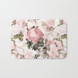 Vintage & Shabby Chic - Sepia Pink Roses  Badematte | Floral, Roses, Watercolor, Painting, Cottagecore, Nature, Pink, Retro, Rose, Antique 