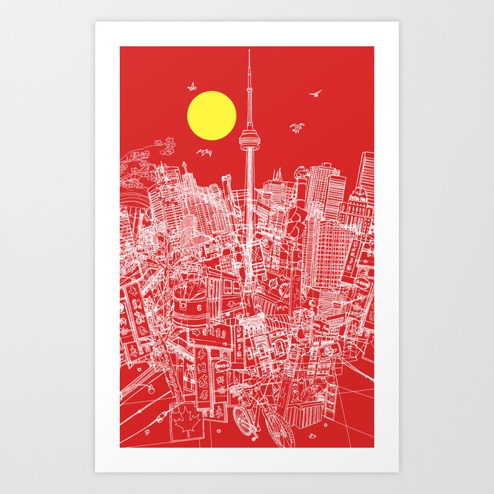 Toronto! Red (Version #2) Art Print