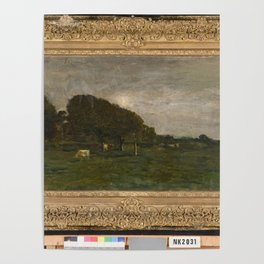 Charles-François Daubigny - Landschap met koeien bij maanlicht Poster