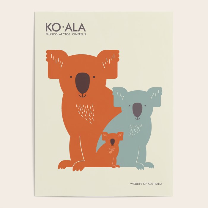 Koalas Poster by The Printed Sparrow Society6