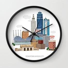 Kansas City Skyline Wall Clock | Missouri, Kc, Kansascityart, Illustration, Kcmo, Ilovekc, Cityscapes, Curated, Downtownkc, City 