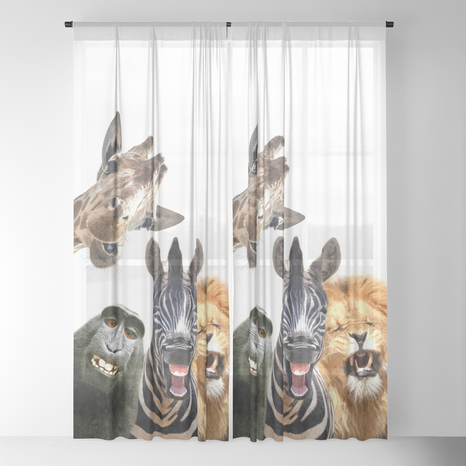 Jungle Animal Friends Sheer Curtain by Alemi | Society6