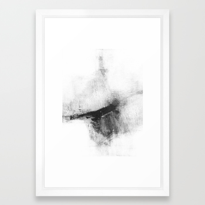 Black And White Minimalist Abstract Painting Delve 5 Framed Art