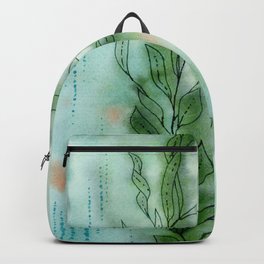 Kelp Forest Watercolor & Ink Backpack | Watercolor, Green, Coral, Seaside, Painting, Ink, Aqua, Kelpforest, Seaweed, Plants 