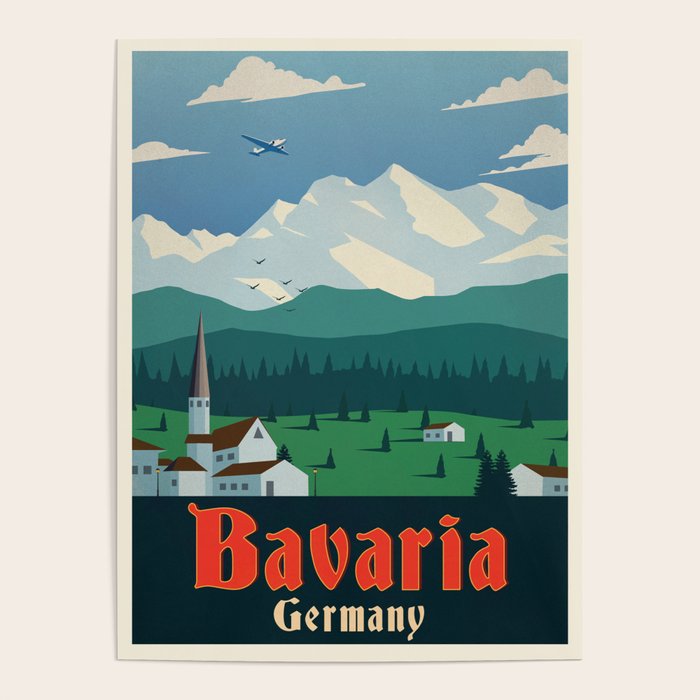 Vintage travel poster-Germany-Bavaria. Poster by Mumintroll | Society6
