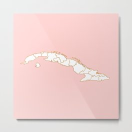 Cuba map Metal Print | Plan, Pink, Travel, Blush, Metallic, Vector, Gold, Graphicdesign, Cubamap, Map 