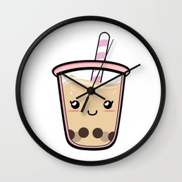 Boba Tapioca Drink Wall Clock | Graphicdesign, Bubble, Bubble Tea, Adorable, Pattern, Bubbletea, Drink, Color, Cute, Cafe 