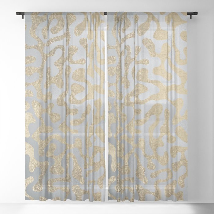 Modern Elegant Abstract Faux Gold Silver Pattern Sheer Curtain By Eclectic Art Society6