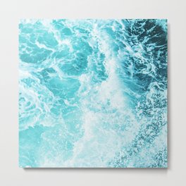 Perfect Sea Waves Metal Print | Photo, Wave, Turquoise, Curated, Vintage, Illustration, Waves, Ocean, Water, Abstract 