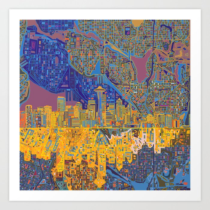 seattle city skyline Art Print by Bekim ART | Society6