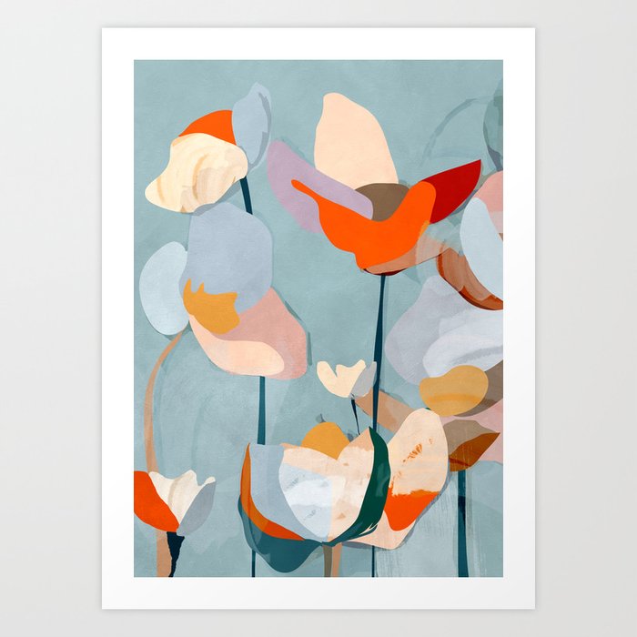 Abstract Art Flowers Art Print By Thindesign Society6