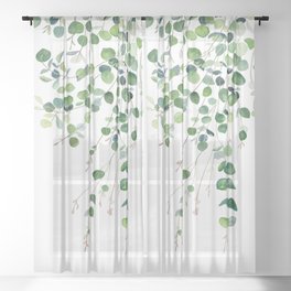 Eucalyptus Watercolor Sheer Curtain | Art, Evergreen, Ornament, Nature, Holiday, Botanic, Green, Floral, Essential, Plants 