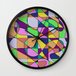 Pastel Pieces Wall Clock | Pink, Stainedglass, Stainglass, Painting, Random, Red, Blue, Jigsaw, Pastel, Eclectic 