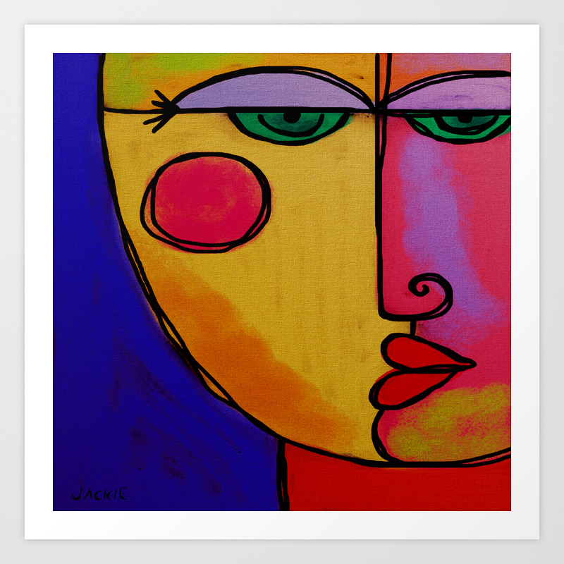Colorful Abstract Face Digital Painting Art Print By Jackieludtke