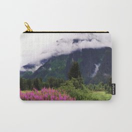 Mountains of my Heart - Stewart, BC, Canada Carry-All Pouch | Mistymountains, Lupins, Wilderness, Trees, Forest, Mountains, Bearvalley, Valleyfloor, Mistyforest, Graphicart 