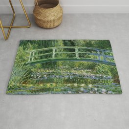 Water Lilies and Japanese Footbridge, Claude Monet Rug | Landscape, Romantic, Japanese, French, Water Lilies, Water Lily, Monet, Lily, Impressionism, Green 