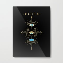 Evil Eye Totem Metal Print | Digital, Blue, Moon, Star, Shaman, Mixedmedia, Luck, Misfortune, Graphicdesign, Boho 
