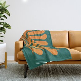 Pine Green & Tangerine: Matisse Paper Cutouts 01 Throw Blanket | Paper, Cut Out, Vintage, Mid Century, Cutouts, Matisse, Abstract, Plants, Graphicdesign, Art 