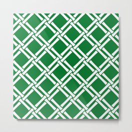 Classic Bamboo Trellis Pattern 232 Green Metal Print | Retro, Summer, Bamboopattern, Palmtrees, Palmbeachstyle, Bamboo, Garden, Hollywoodregency, Lattice, Nature 